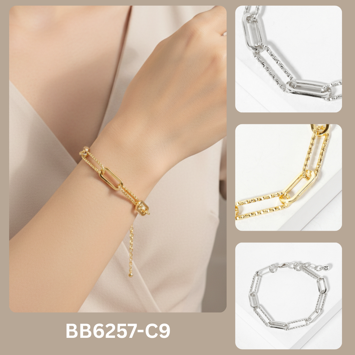 Modern Multi-Link Mixed Texture Chain Bracelet