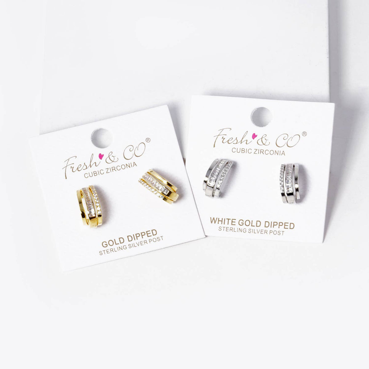Dazzling Baguette Cubic Zirconia Multi-Layer Hoop Earrings