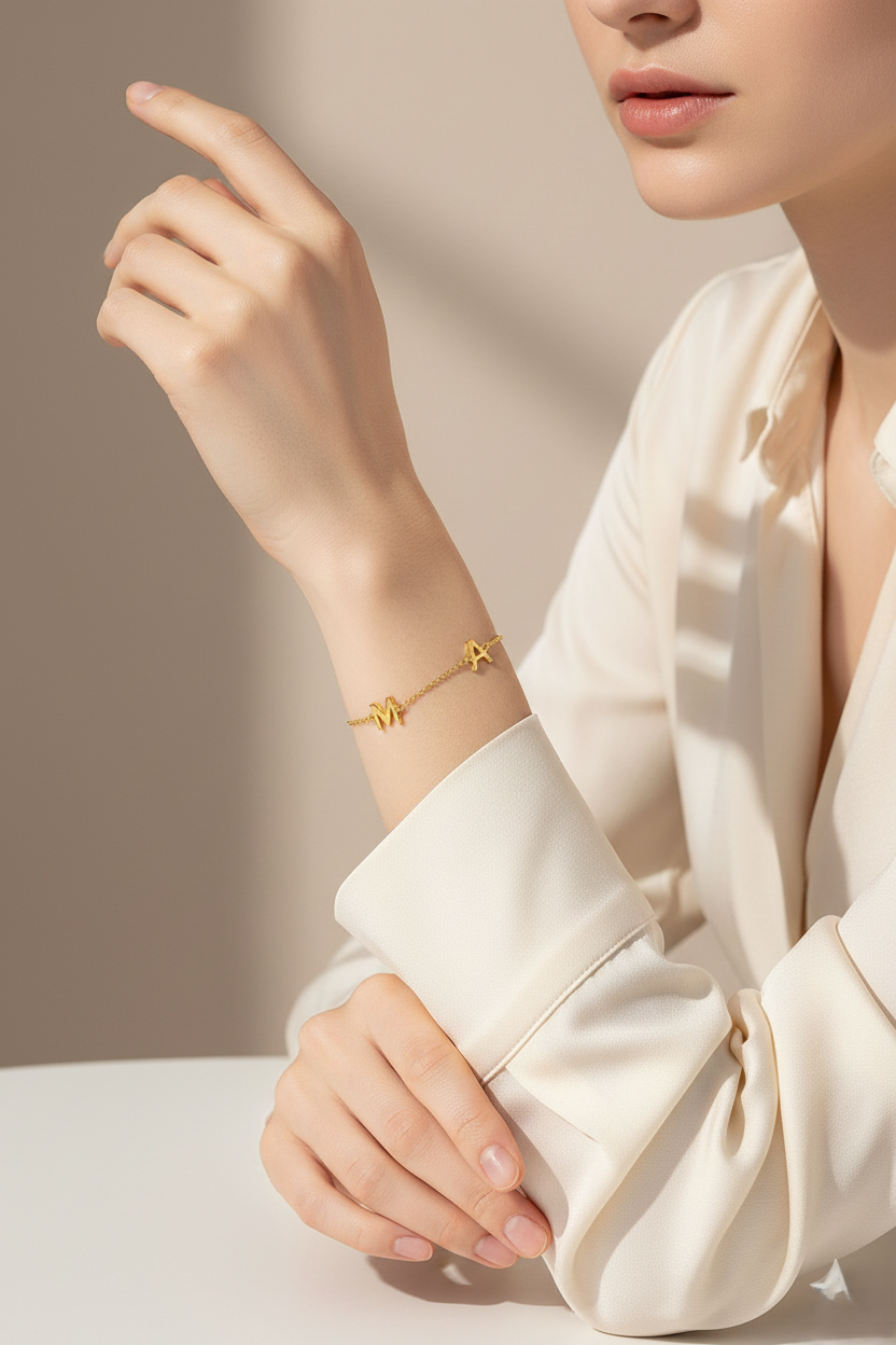 Minimalist "MAMA" Letter Charm Bracelet