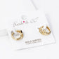 3 LINE CUBIC ZIRCONIA 12MM HUGGIE HOOP EARRINGS