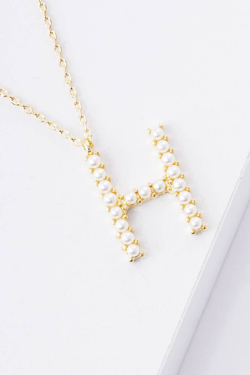 Gold Plated Pearl Initial Necklace