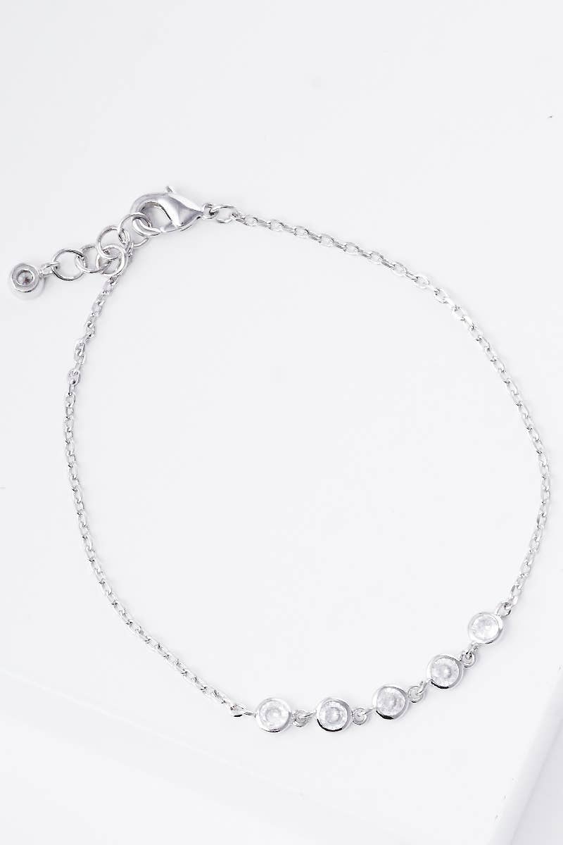 Dainty Bezel-Set Cubic Zirconia Station Chain Bracelet