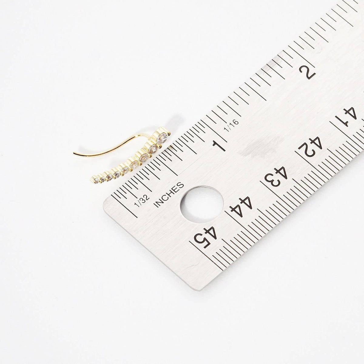 Gold Cubic Beaded Ear Crawler Earrings