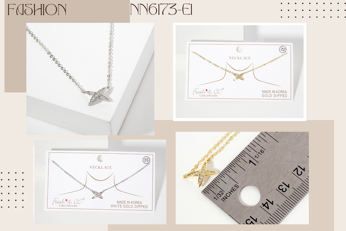 X-Shaped Pendant 18K-Gold-Dipped Brass Necklace