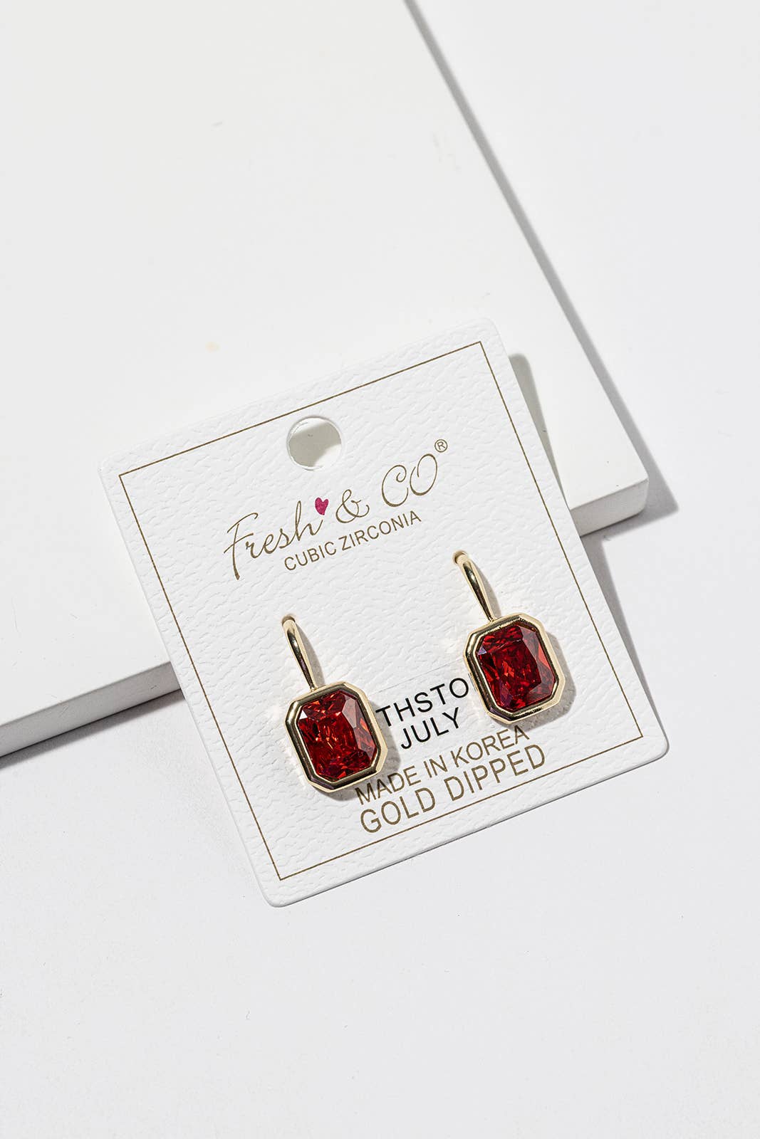 Birthstone Dangle Earrings – Gold-Dipped Octagon Cubic