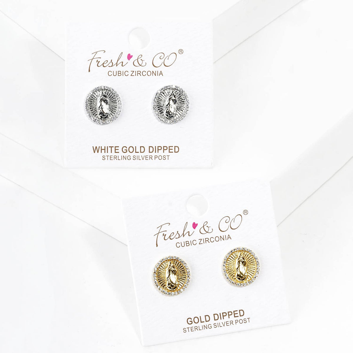 Dazzling Virgin Mary Oval Stud Earrings