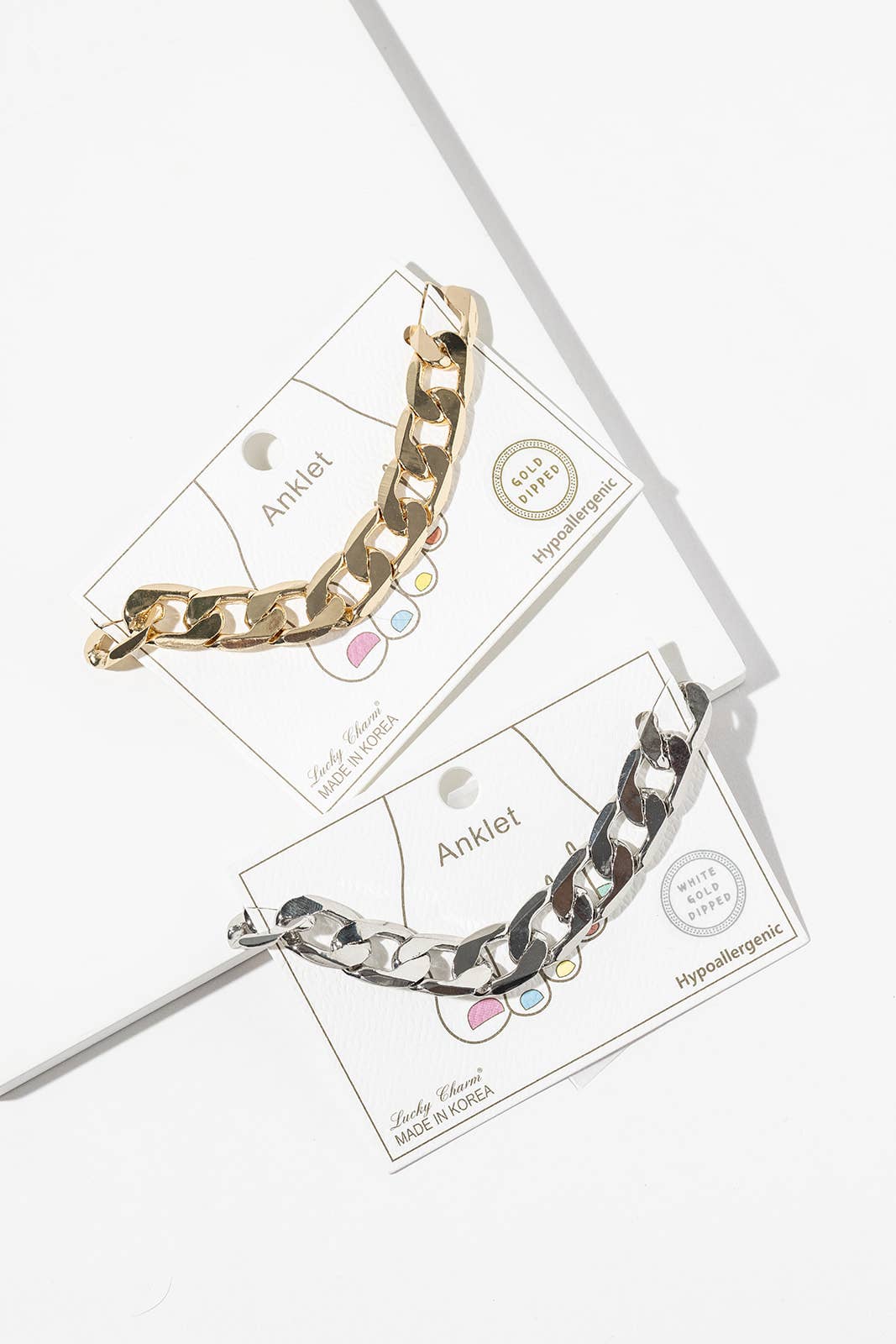 Chunky Curb Chain Link Anklet - Hypoallergenic Gold & Silver