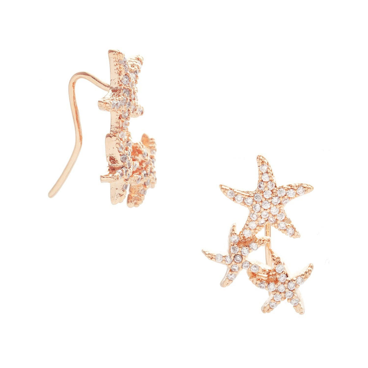 Gold Starfish Ear Climber Earrings