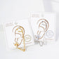 13mm Pearl Cross Stud and Ear Cuff Drape Chain Earring Set