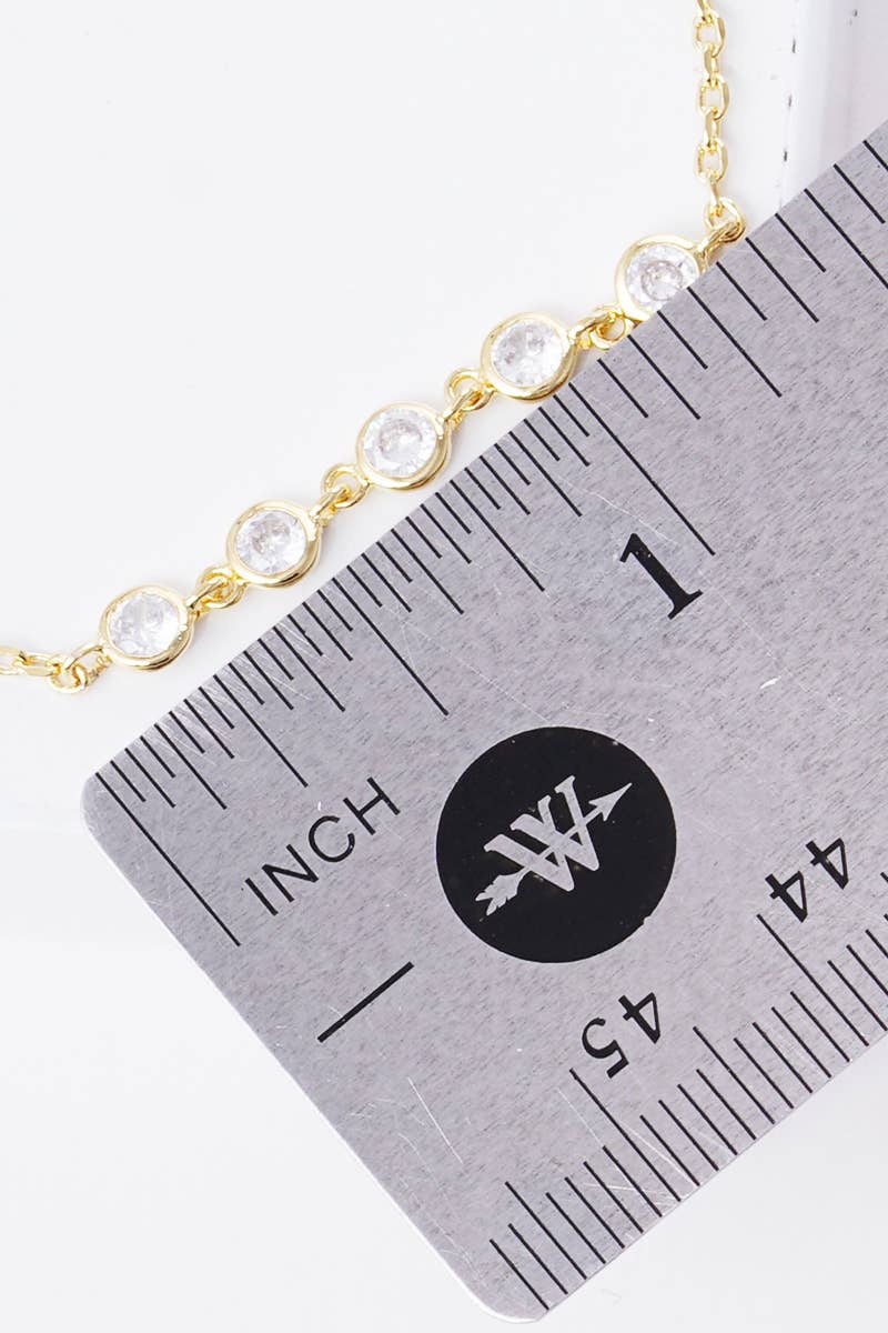 Dainty Bezel-Set Cubic Zirconia Station Chain Bracelet