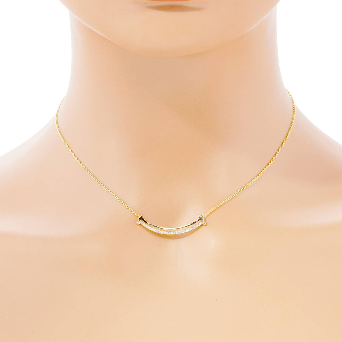 Gold Plated Curved Bar Necklace