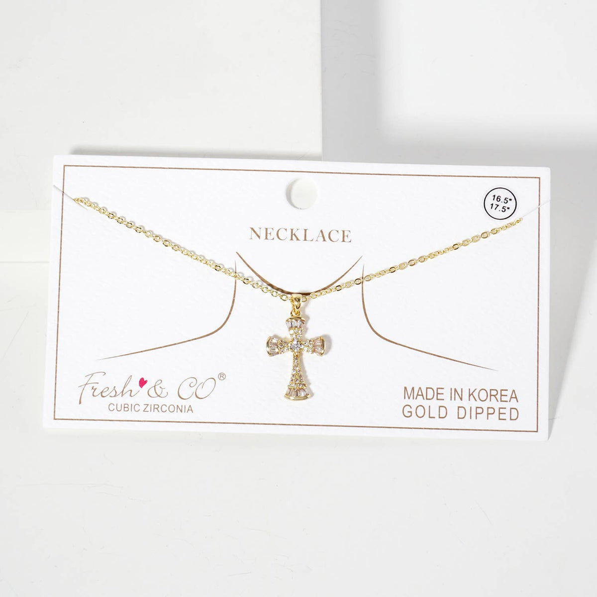 Pave-Set Cross Pendant 18K-Gold-Dipped Brass Necklace