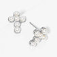 Gold Freshwater Pearl Cross Stud Earrings