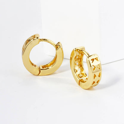 18K Gold Dipped Triangle Cutout 11mm Brass Huggie Hoop