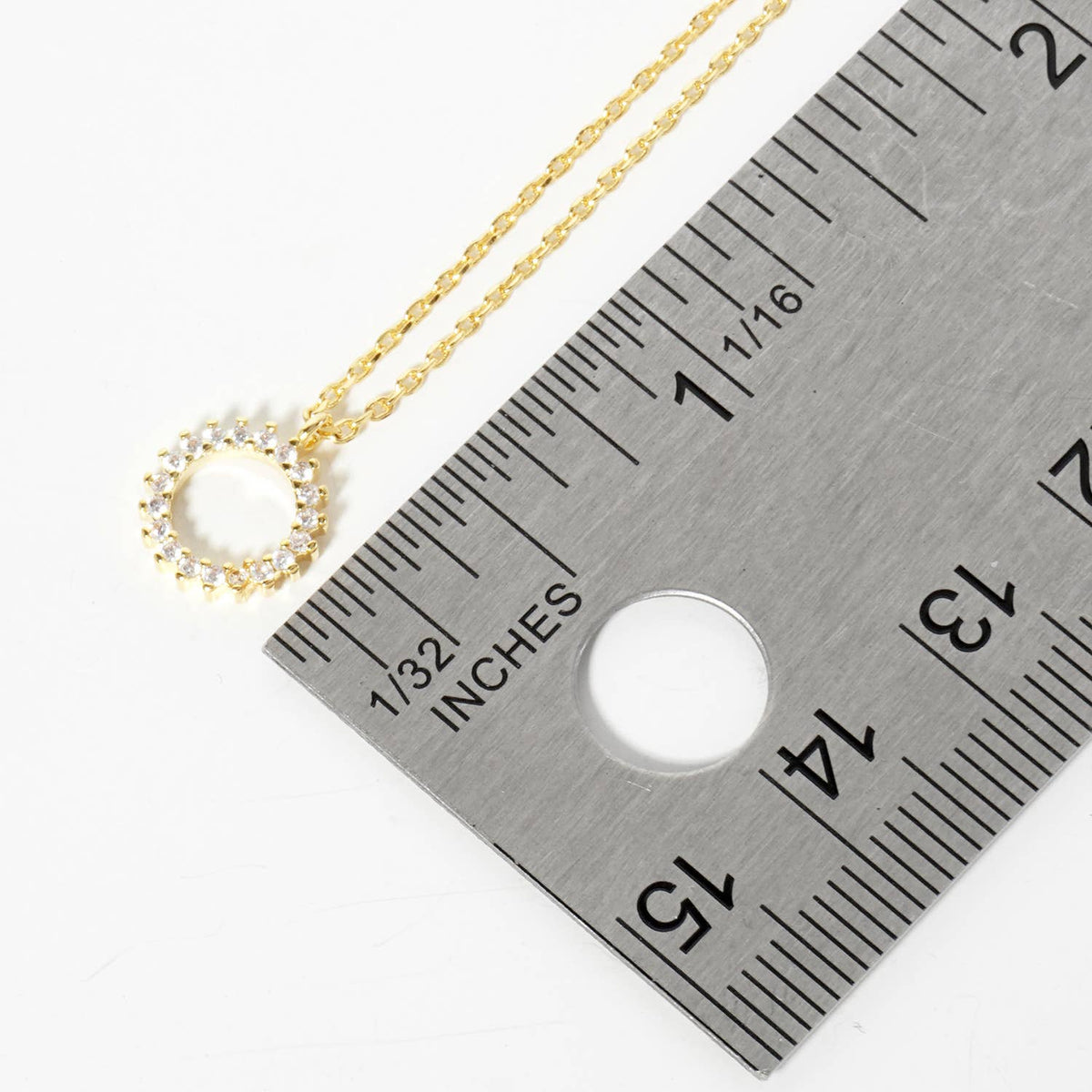 Minimalist Pave Circle Pendant Necklace