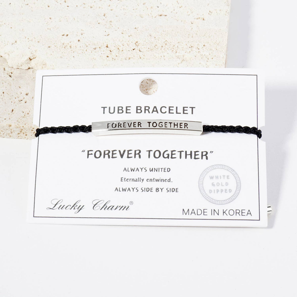 Inspirational Messages Forever Together Tube Bar Bracelet