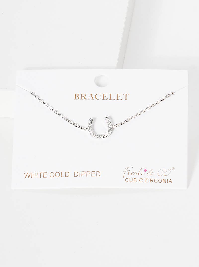 Minimalist Pavé Horseshoe Charm Bracelet