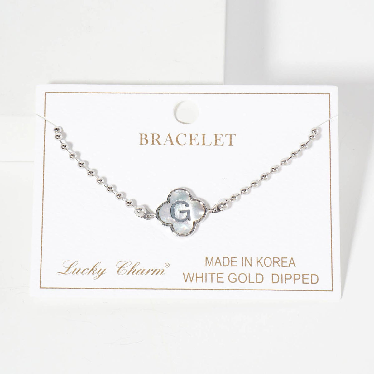 Dainty Gold Dipped Initial Clover Bracelet