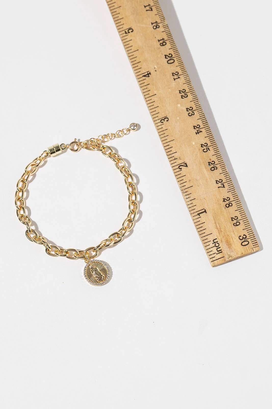Virgin Mary Cubic Zirconia Chain Bracelet.