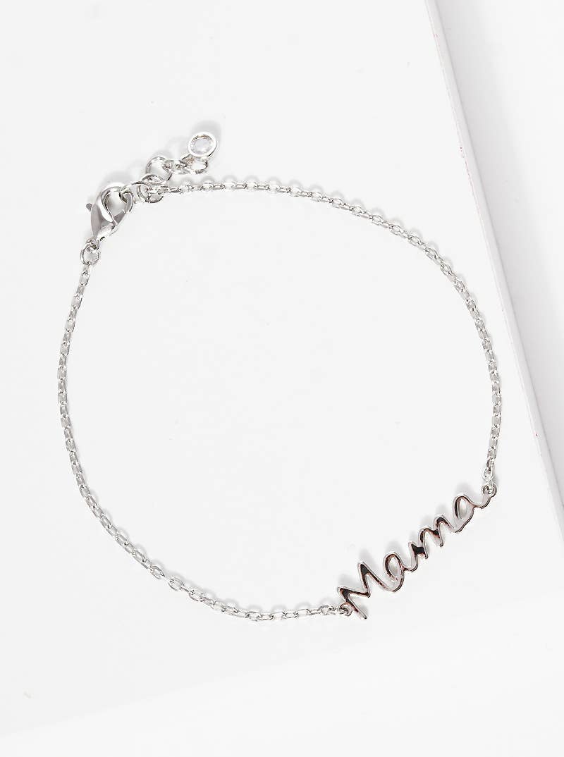 Minimalist Script "Mama" Charm Bracelet