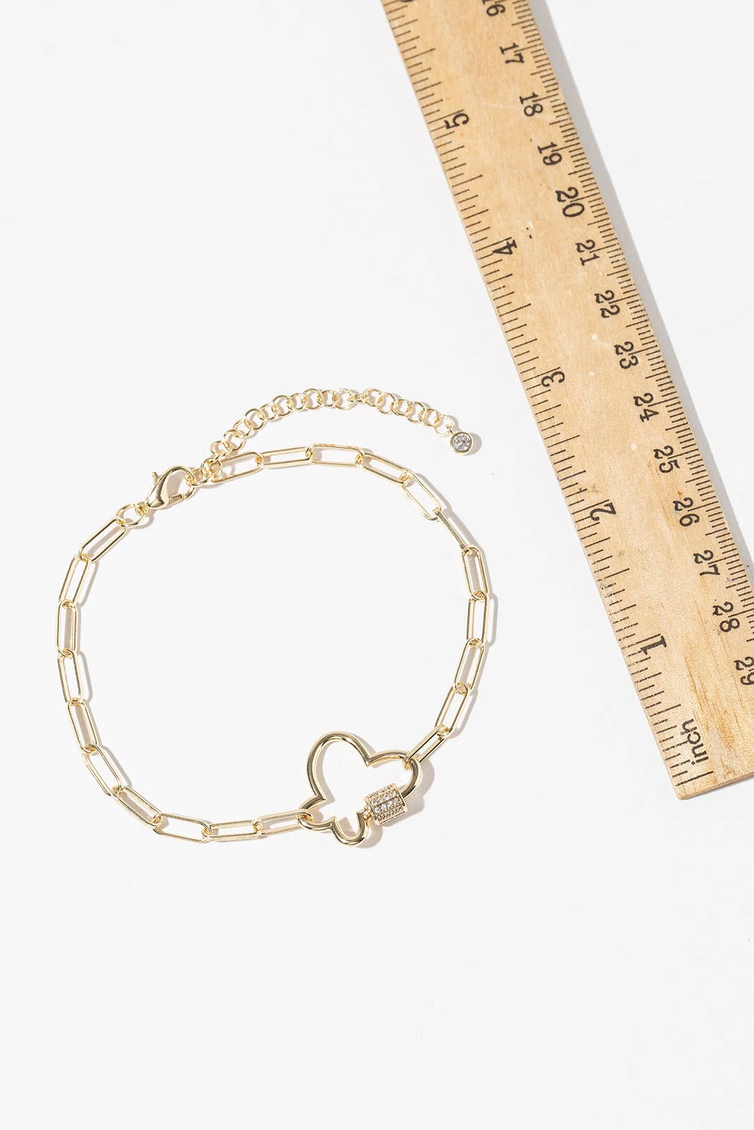 Cubic Zirconia Butterfly Carabiner Paperclip Link Ankle