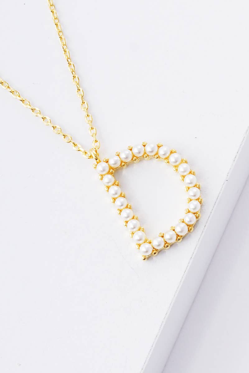 Gold Plated Pearl Initial Necklace
