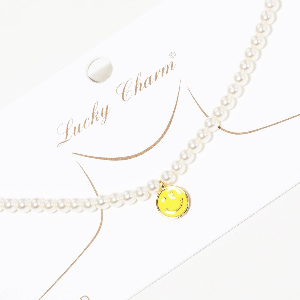 Gold Plated Freshwater Pearl Smiley Face Necklace
