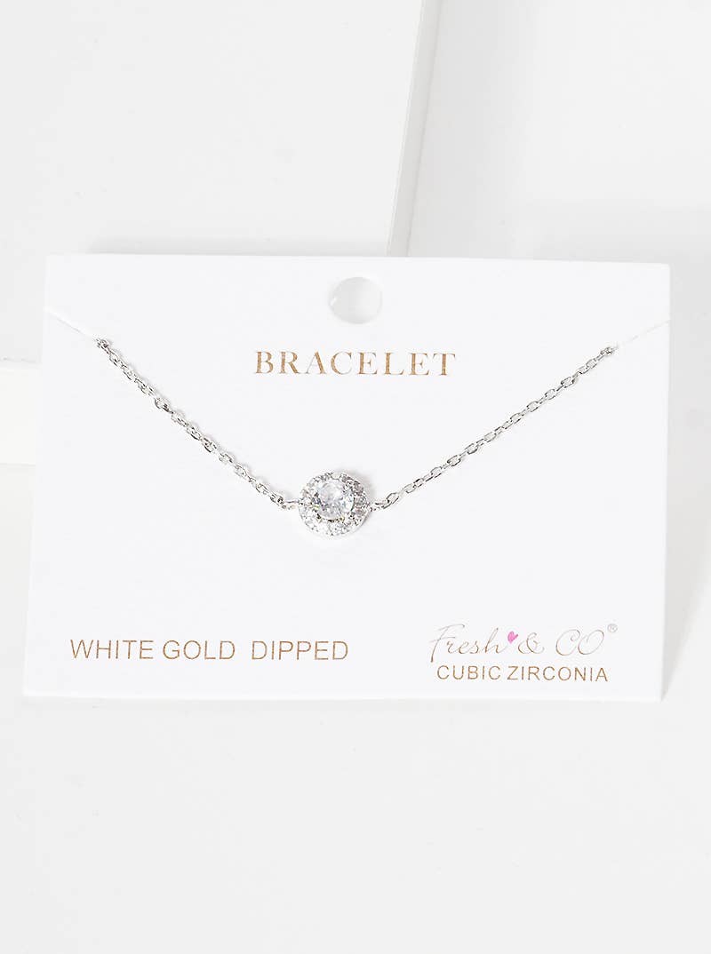 Cubic Zirconia Halo Chain Bracelet