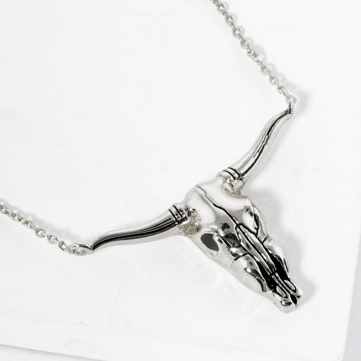 Western Longhorn Bull Skull Pendant Necklace