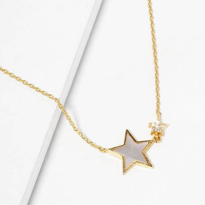 Celestial Mother of Pearl Star Pendant Necklace