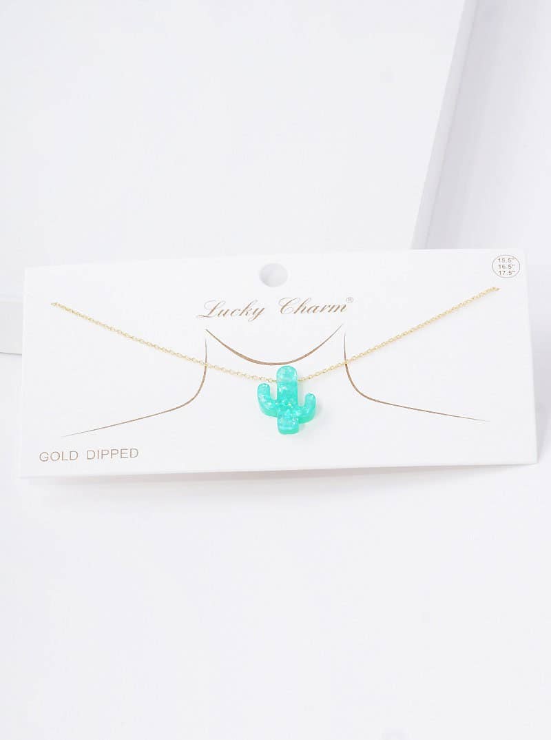 Green Opal Cactus Necklace