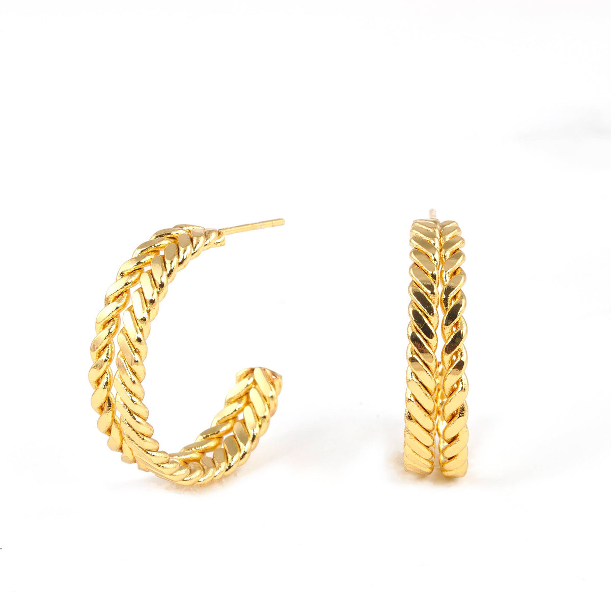 Gold Plated French Twist Hoop Earrings