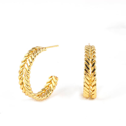 Gold Plated French Twist Hoop Earrings