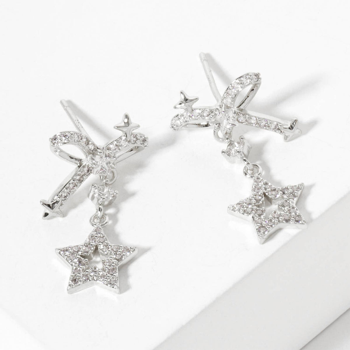 Celestial-Theme Star Drop Bow Post Earrings
