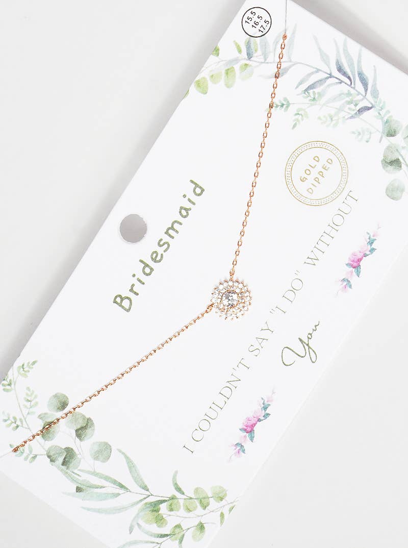 Bridesmaid Halo CZ Cluster Necklace