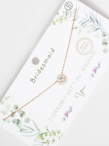 Bridesmaid Halo CZ Cluster Necklace