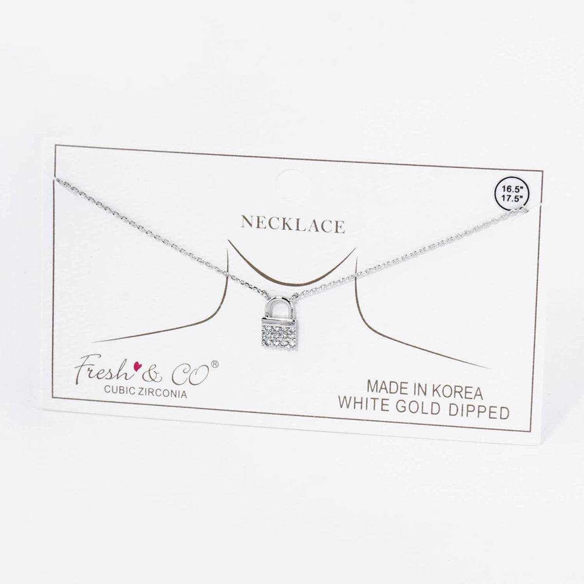 Pave Set Cubic Zirconia Padlock Pendant Necklace / 18K Gold