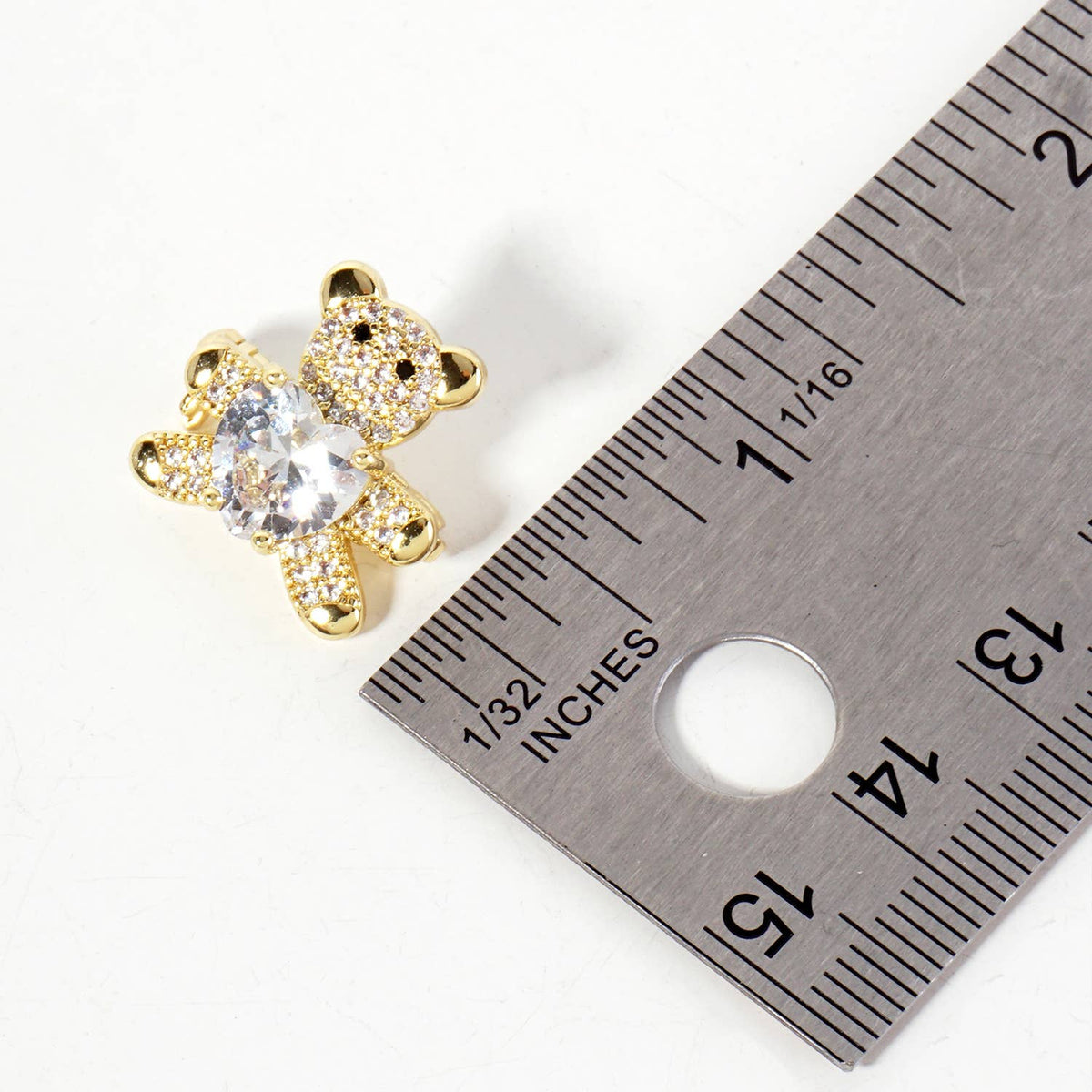 Holding-a-CZ-Heart Teddy-Bear Brass Brooch