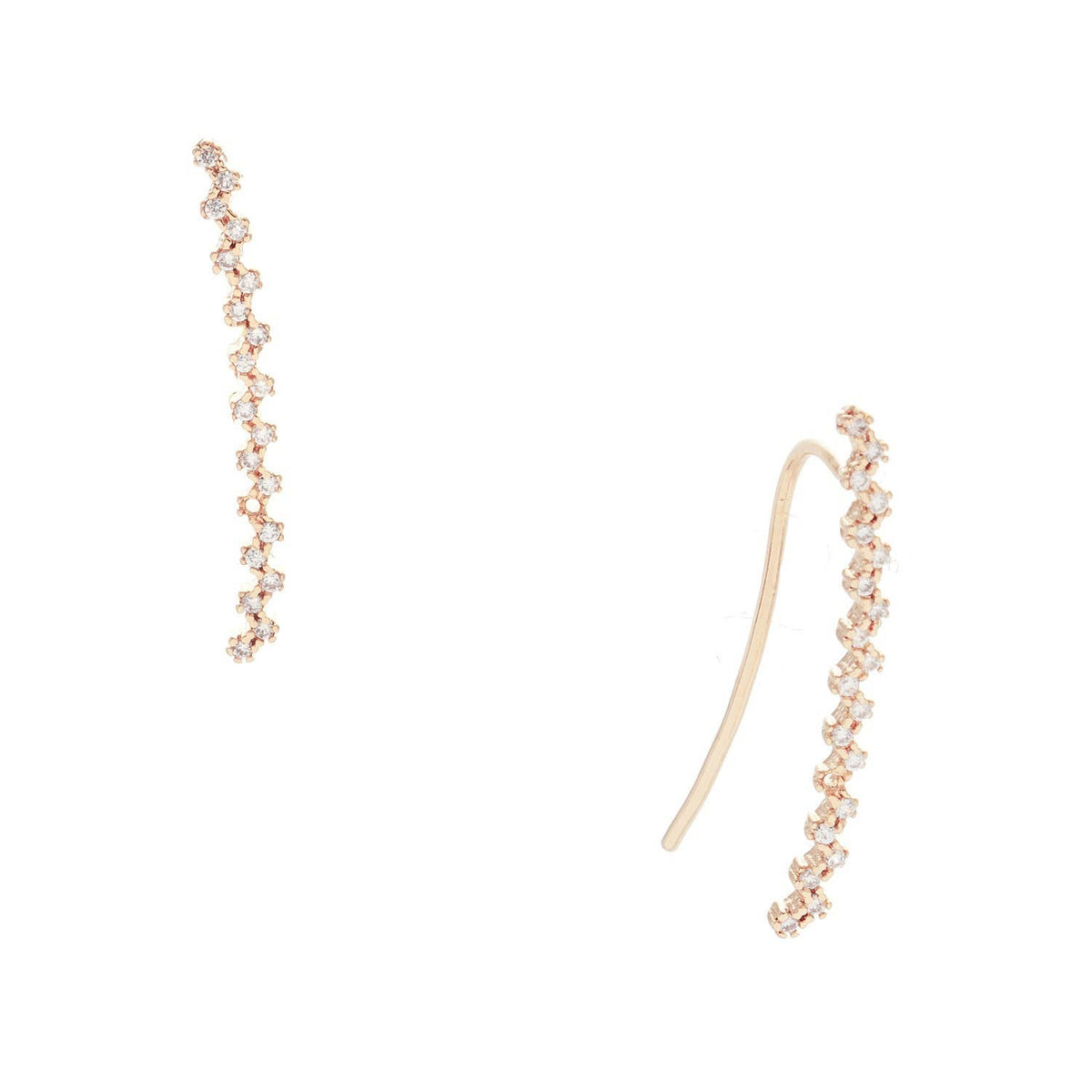 Gold Plated Tiny Zig Zag Ear Climber Earrings