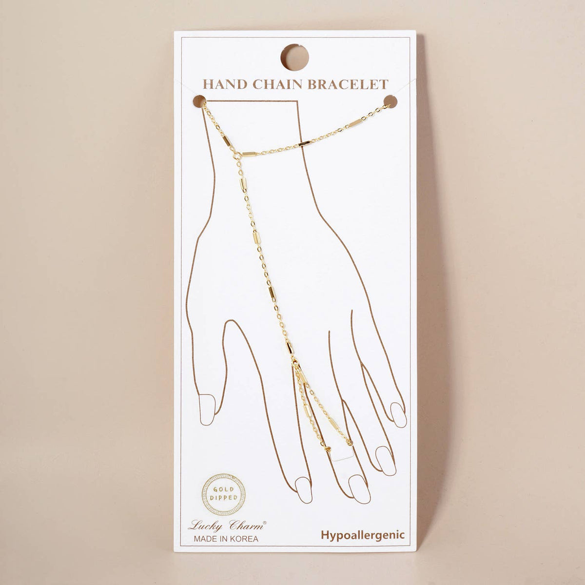 18K-Gold-Dipped Satellite Rectangle Hand-Chain Bracelet