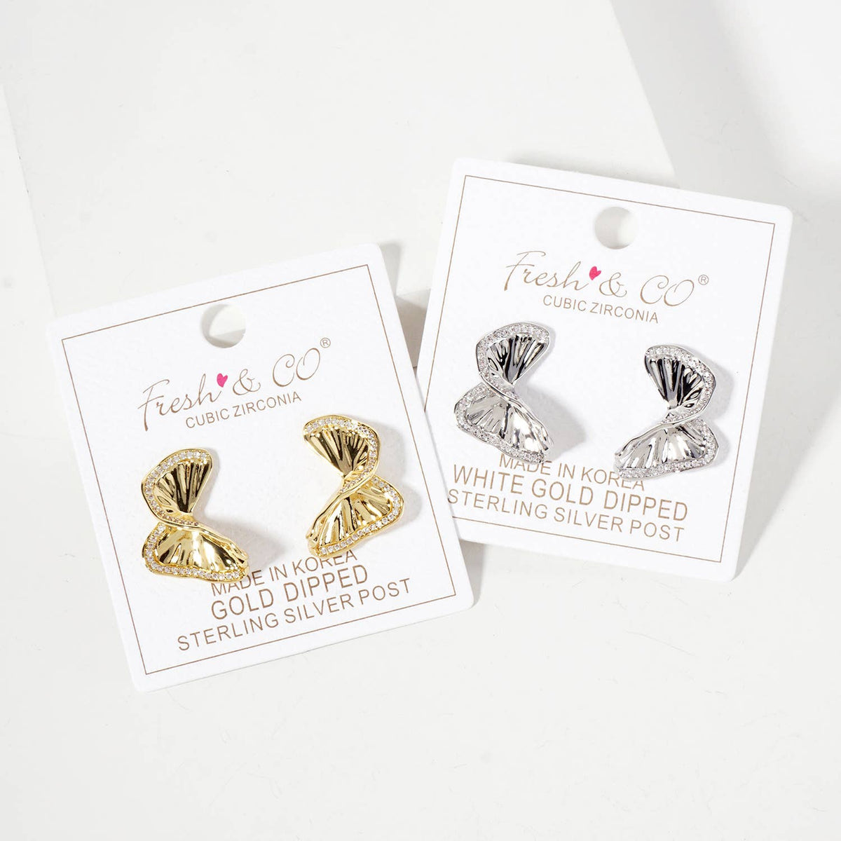 Crinkled-Texture Organic Butterfly-Shaped Post Earrings