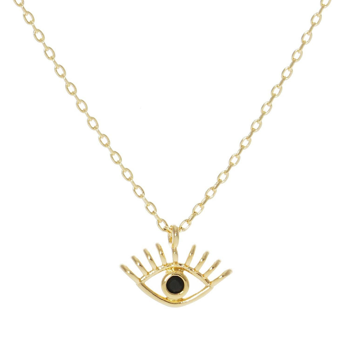 Gold Black Evil Eye Necklace
