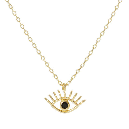 Gold Black Evil Eye Necklace