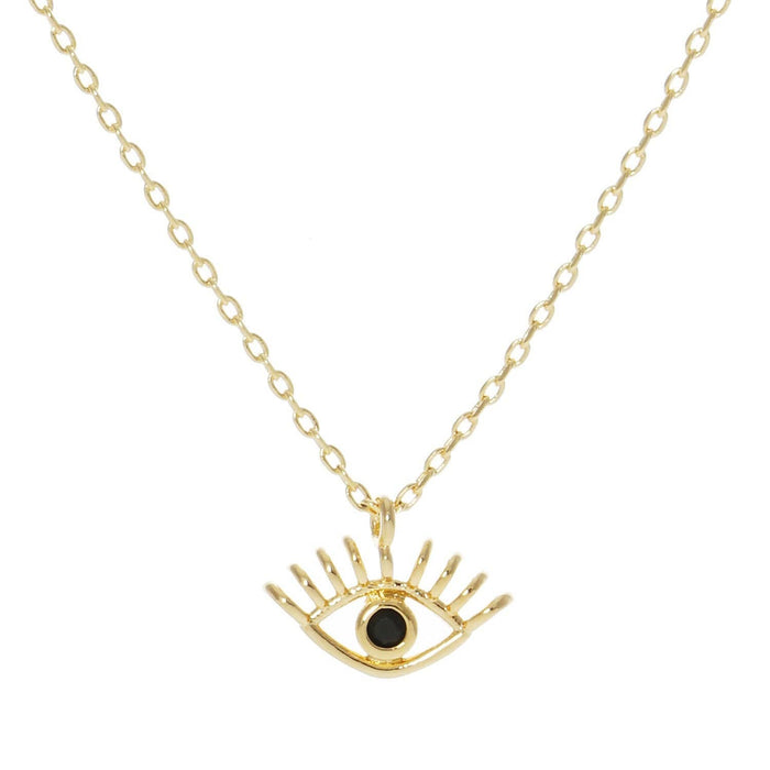Gold Black Evil Eye Necklace