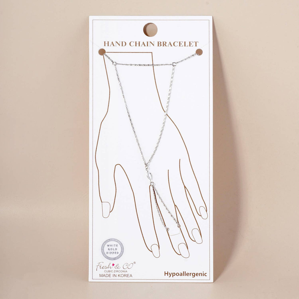 Marquise CZ-Stone Accent Brass Hand-Chain Bracelet