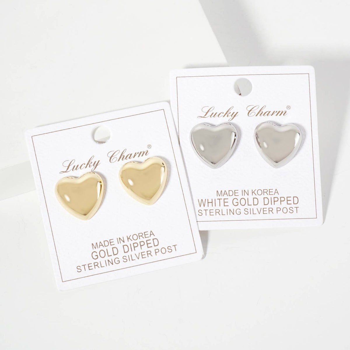 Polished Brass 17mm Heart-Shaped Stud Earrings