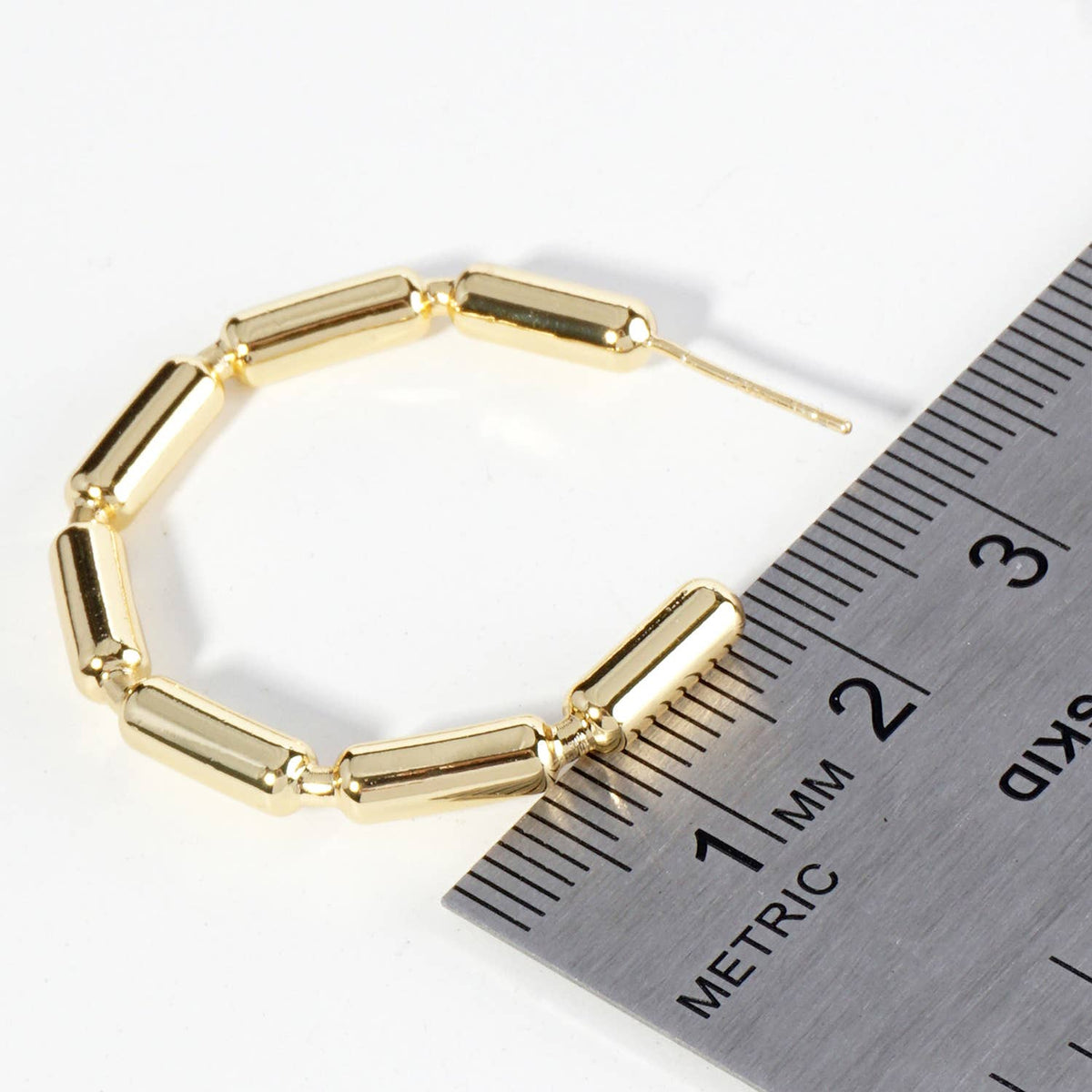 30MM CHAIN HOOP EARRINGS / 18K GOLD DIPPED
