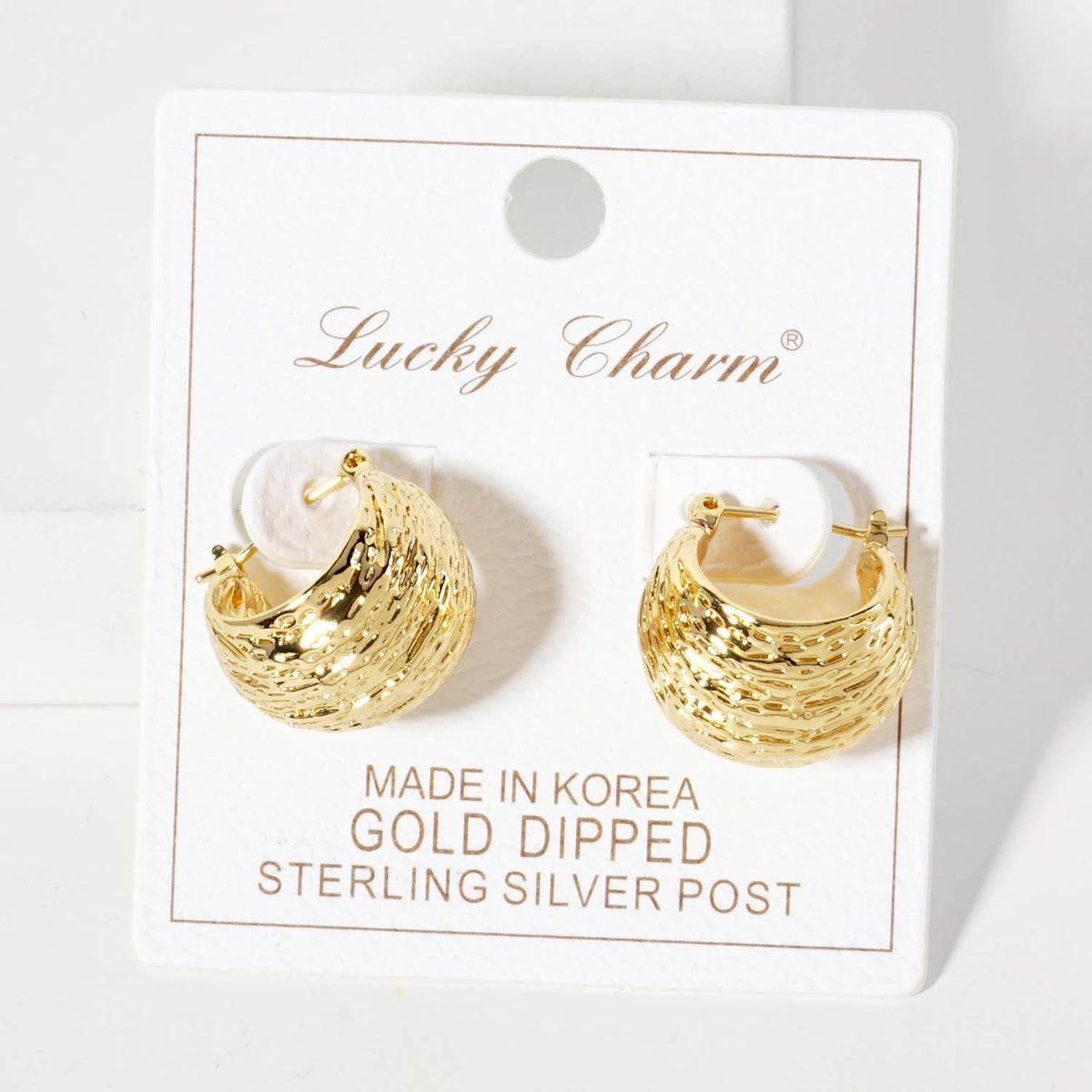 Textured 18mm Sphere Brass Hoop Earrings