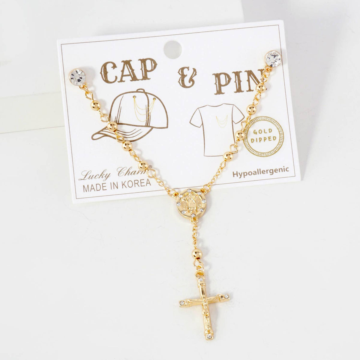 Cap & Clothing Pin Chain with Rosary Cross