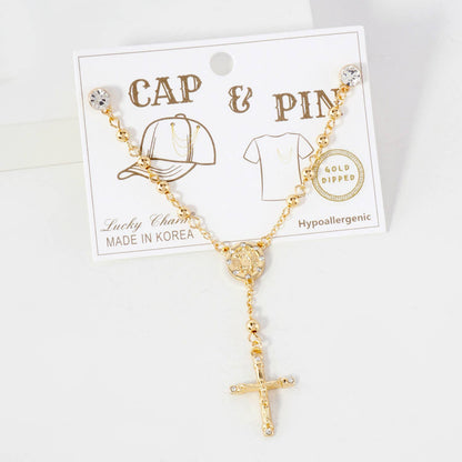 Cap & Clothing Pin Chain with Rosary Cross